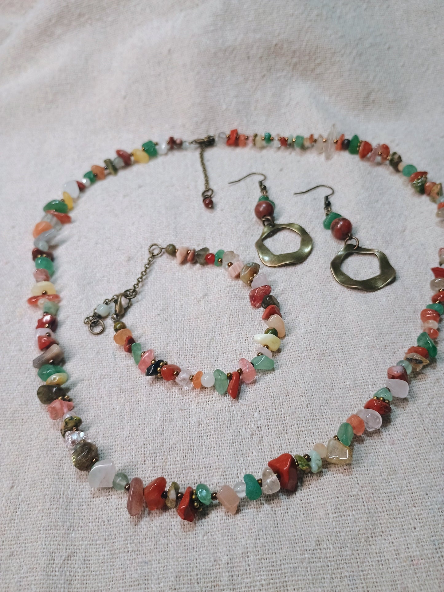 Multicolor Gemstone Chip Jewelry Set
