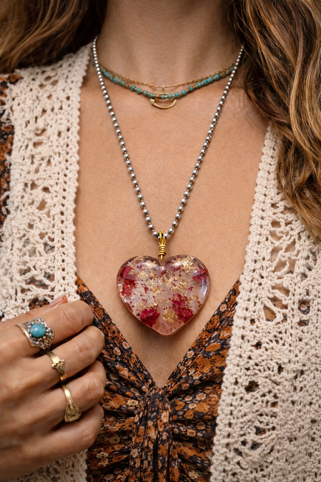 Forever Blooms Rose Heart Necklace
