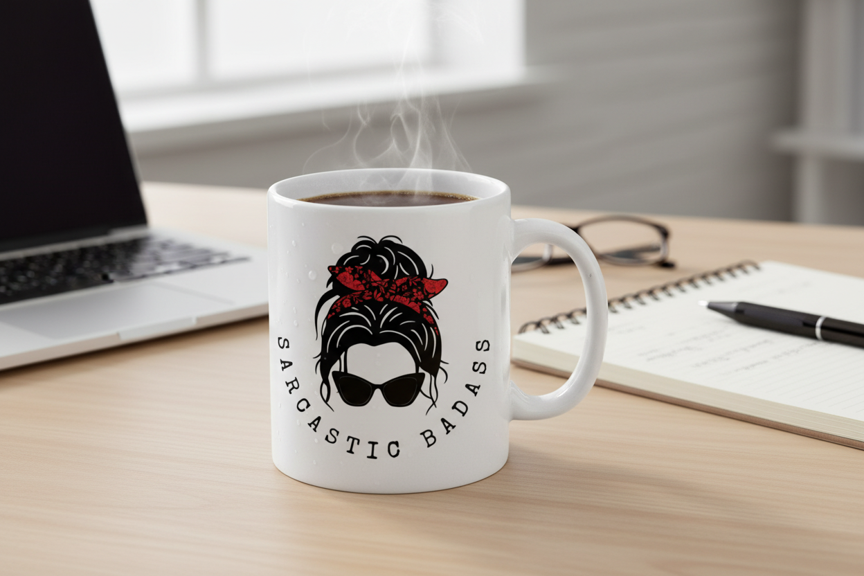 Sarcastic Badass Logo Mug Mockup