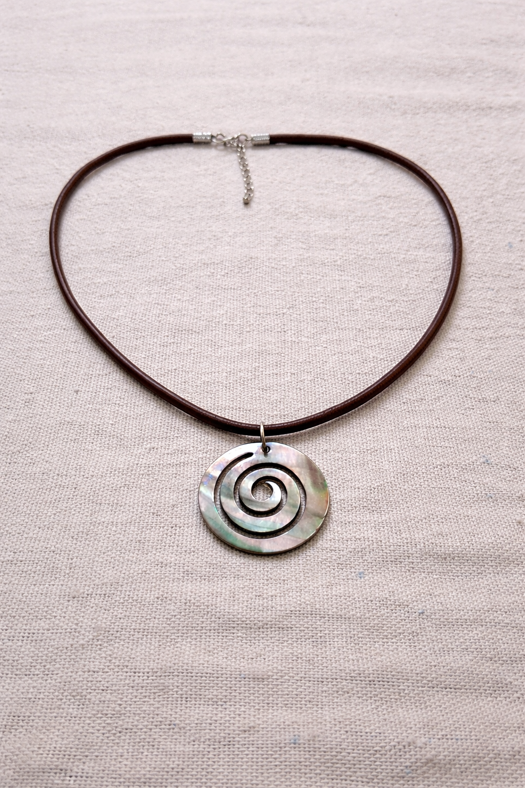 Abalone Spiral Shell Necklace - Genuine Leather Cord | Beach Jewelry