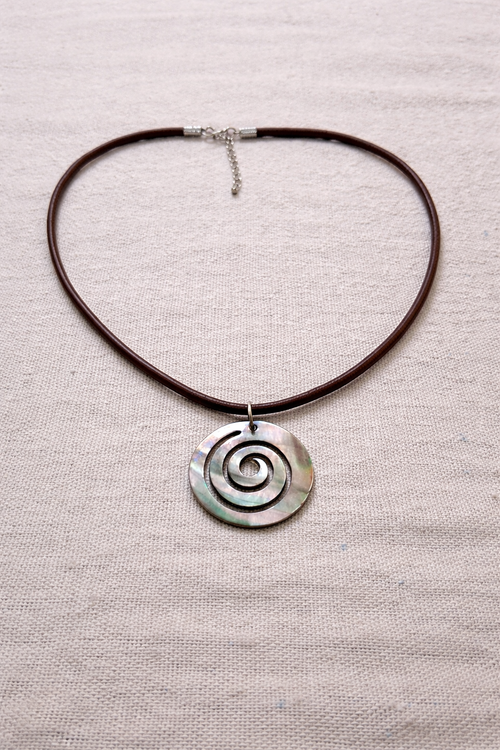 Abalone Spiral Shell Necklace - Genuine Leather Cord | Beach Jewelry