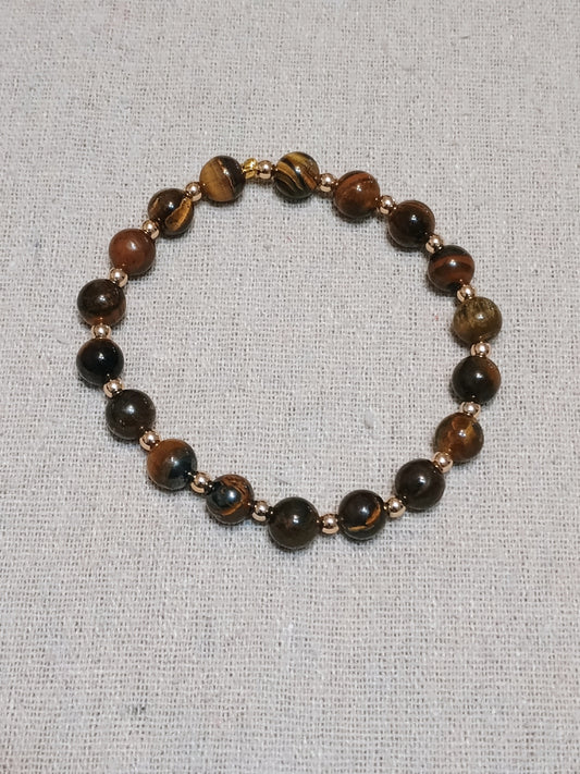 Tiger's Eye & Hematite Beaded Stretch Bracelet