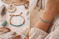 Real Turquoise Beaded Bracelet - Genuine Suede Leather
