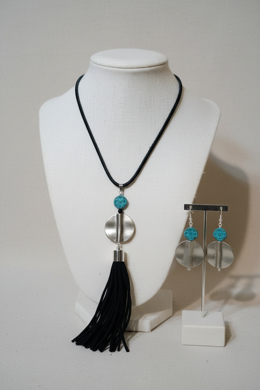 Turquoise & Tassel Jewelry Set on Bust