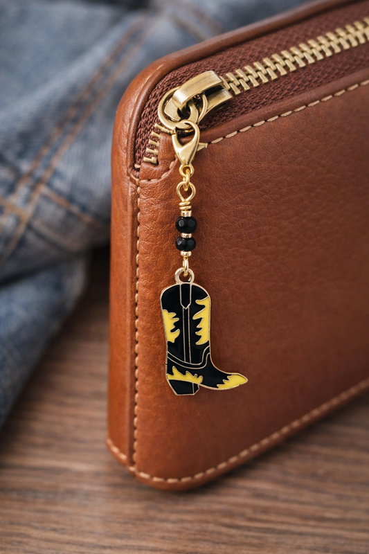 Cowboy Boot Zipper Charm & Keychain Accessory